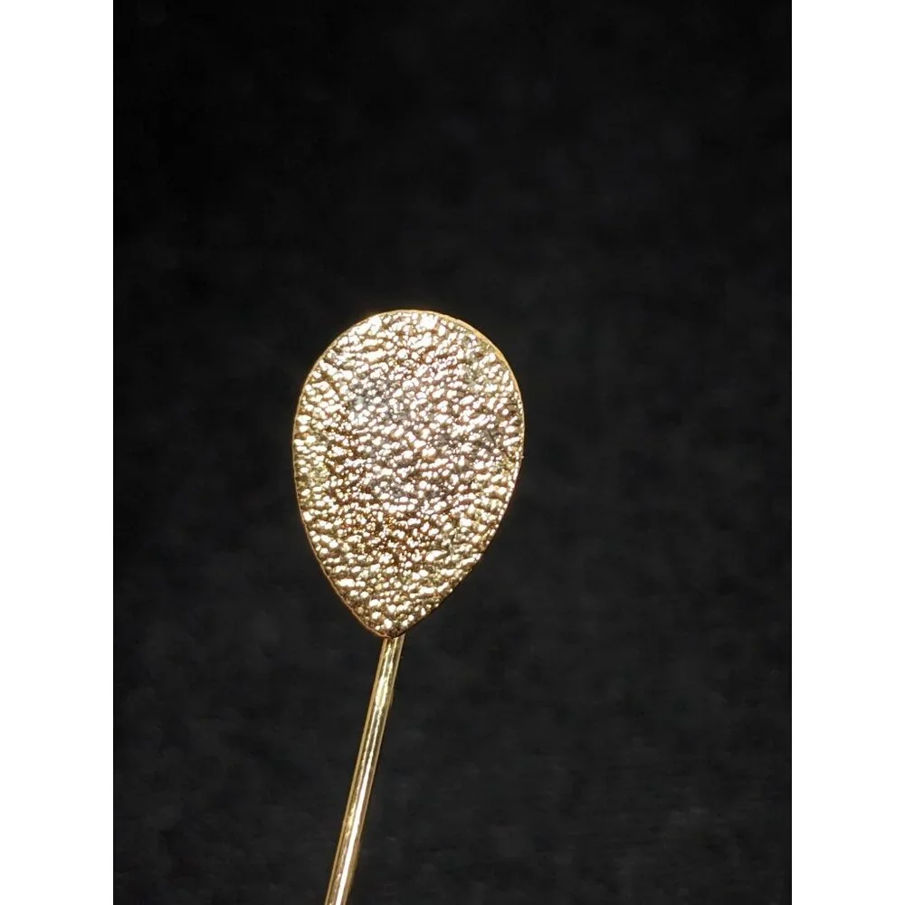 Vintage Gold Tone Textured Teardrop Stick Pin‎ Modernist Pear Classic